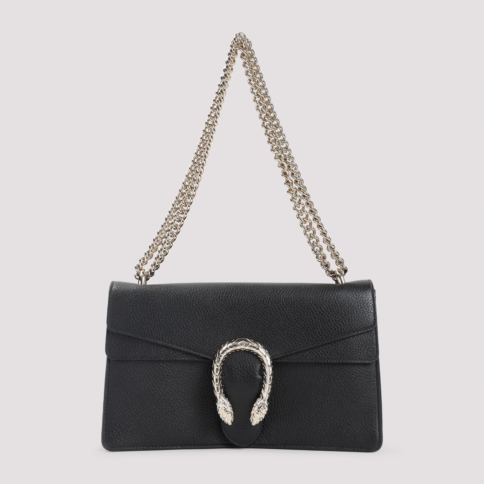 gucci dionysus shoulder bag black grained leather - women