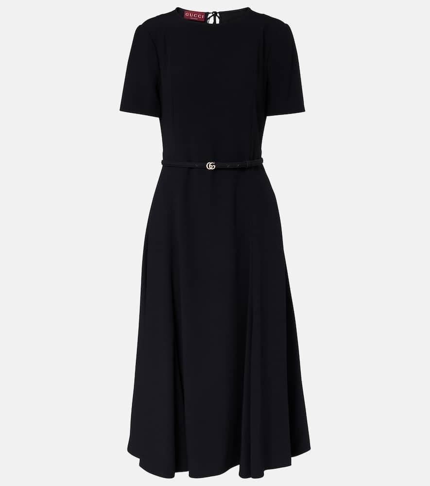 gucci double g belted midi dress