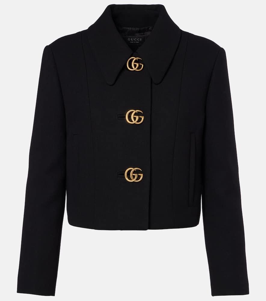 gucci double g cropped wool crêpe jacket