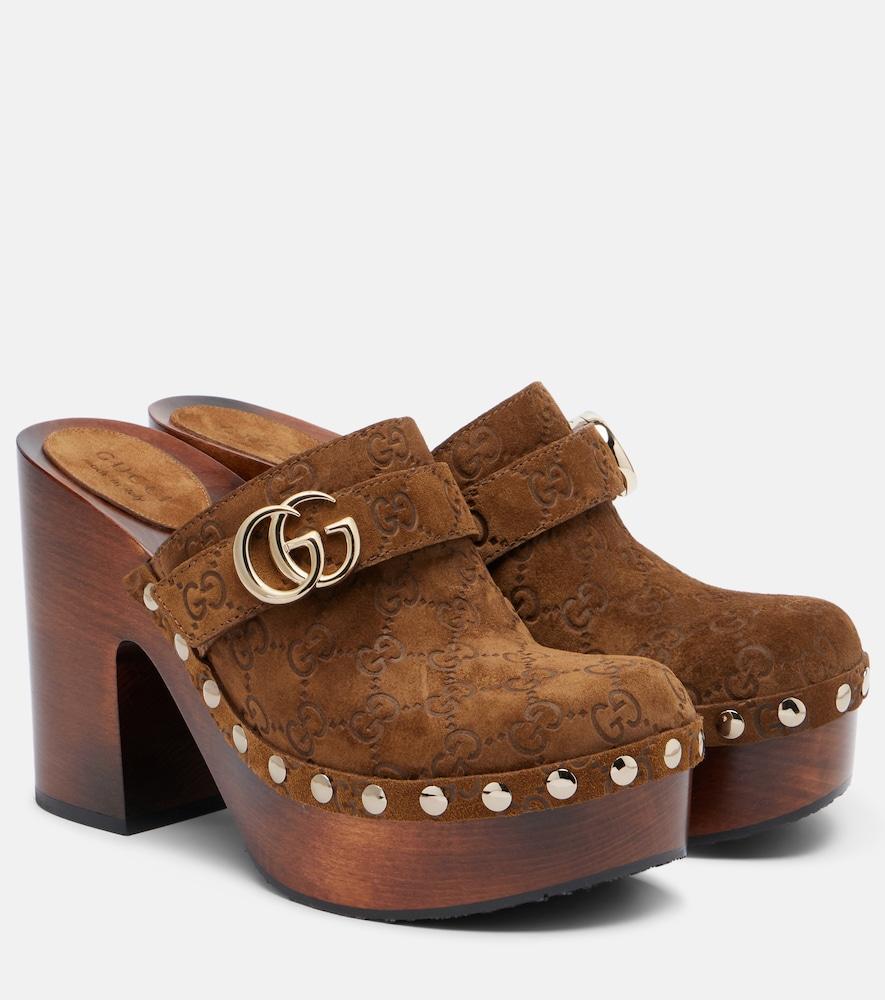 gucci double g suede clogs