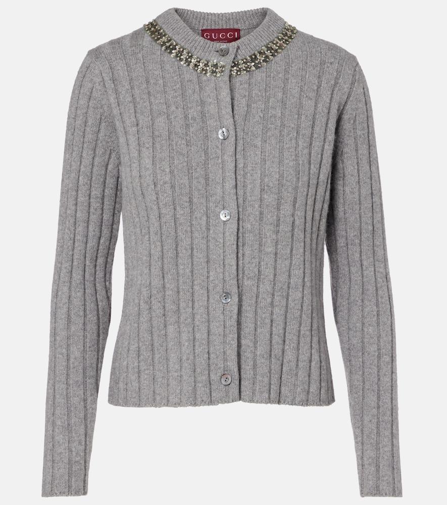 gucci embellished wool and cashmere cardigan
