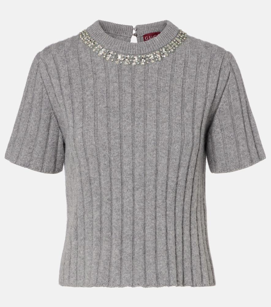 gucci embellished wool and cashmere sweater
