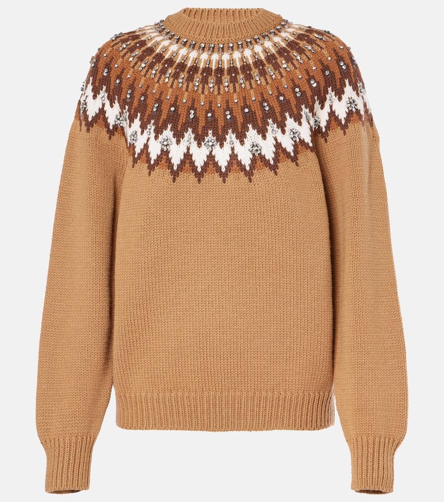 gucci embellished wool jacquard sweater