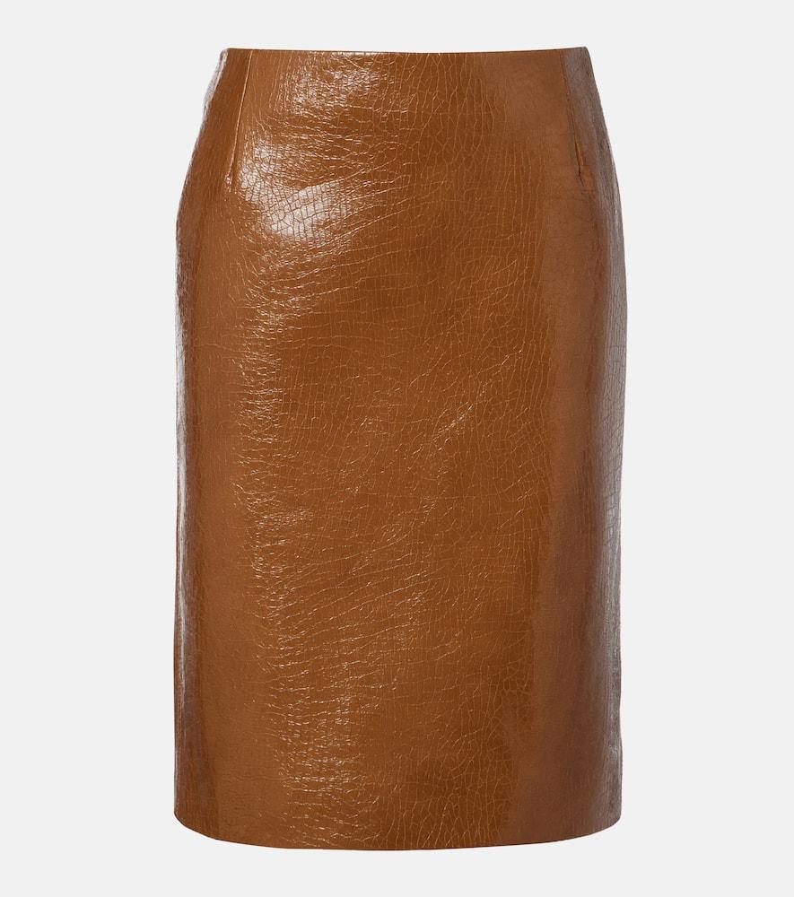 gucci embossed leather pencil skirt