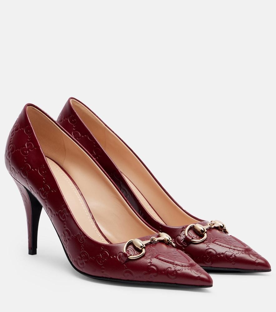 gucci erin gg horsebit 85 leather pumps
