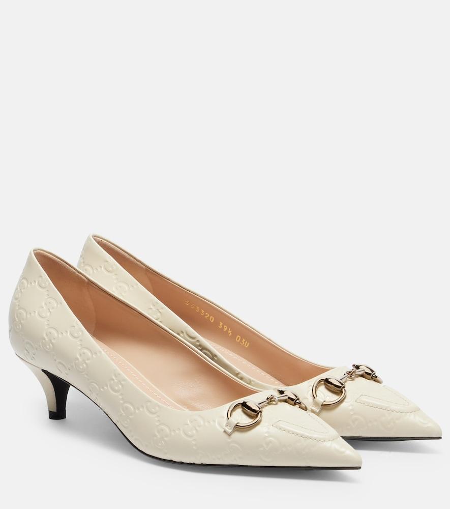 gucci erin gg horsebit leather pumps