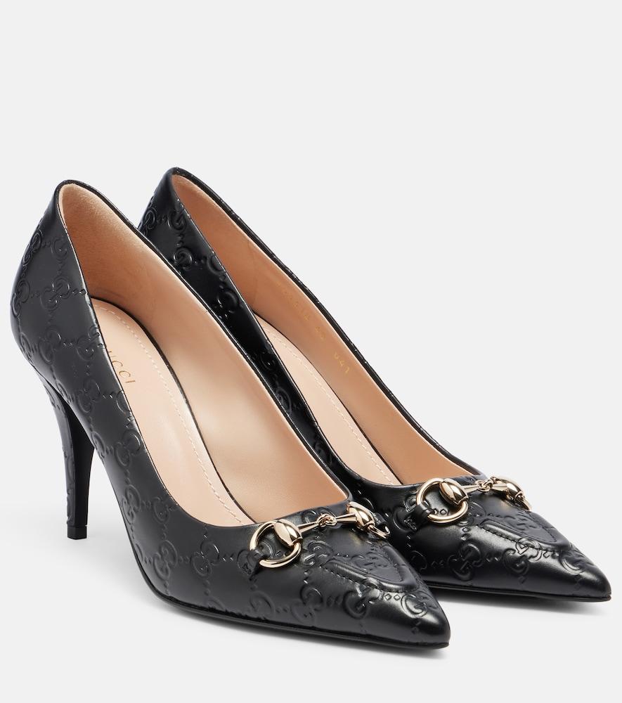gucci erin gg horsebit leather pumps