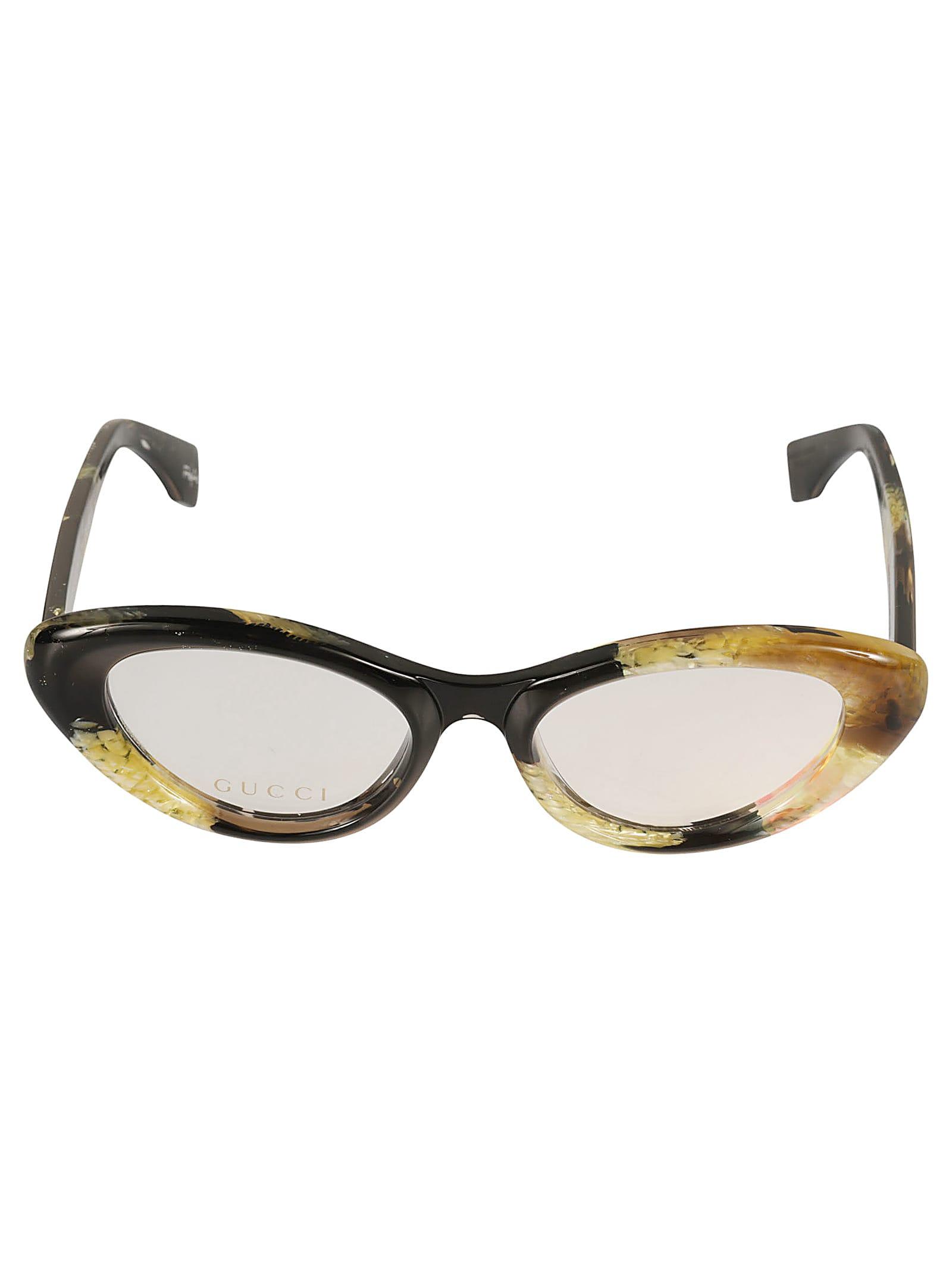 gucci eyewear cat eye logo lens frame