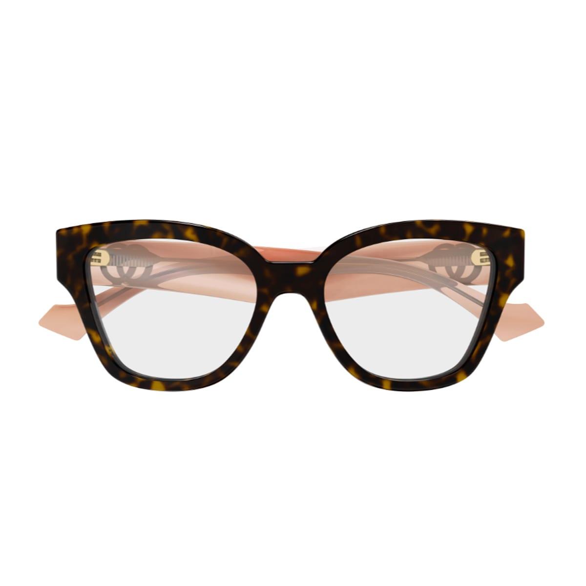 gucci eyewear gucci gg1424o linea emblem 014 havana pink glasses