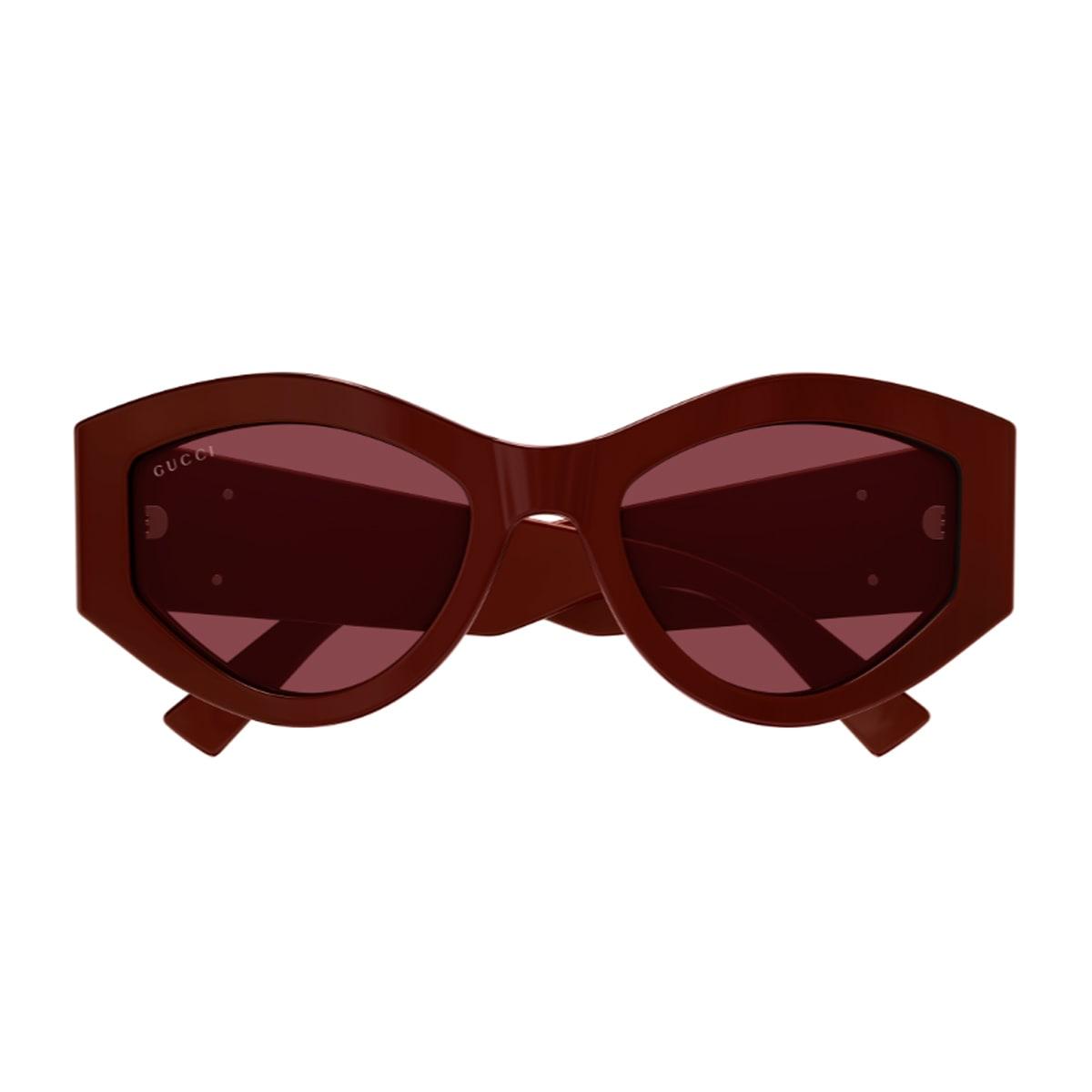 gucci eyewear gucci gg1951s linea emblem 003 burgundy red sunglasses