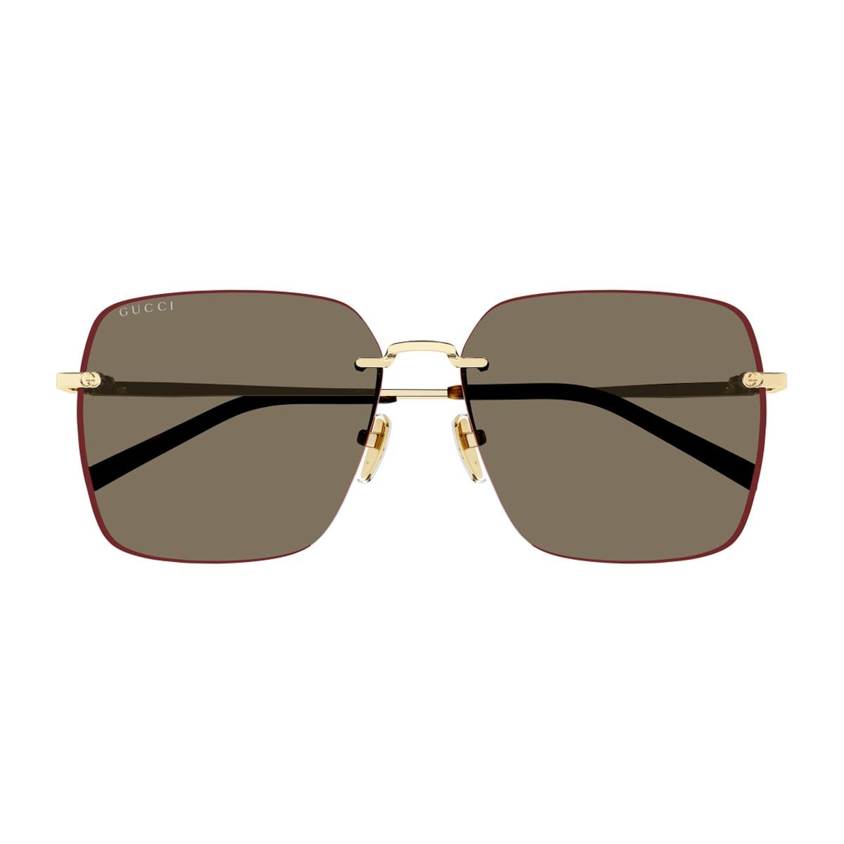 gucci eyewear gucci gg1955sa linea institutional logo 002 gold brown sunglasses