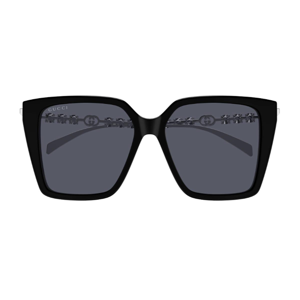 gucci eyewear gucci gg1967s linea emblem 002 black silver grey sunglasses