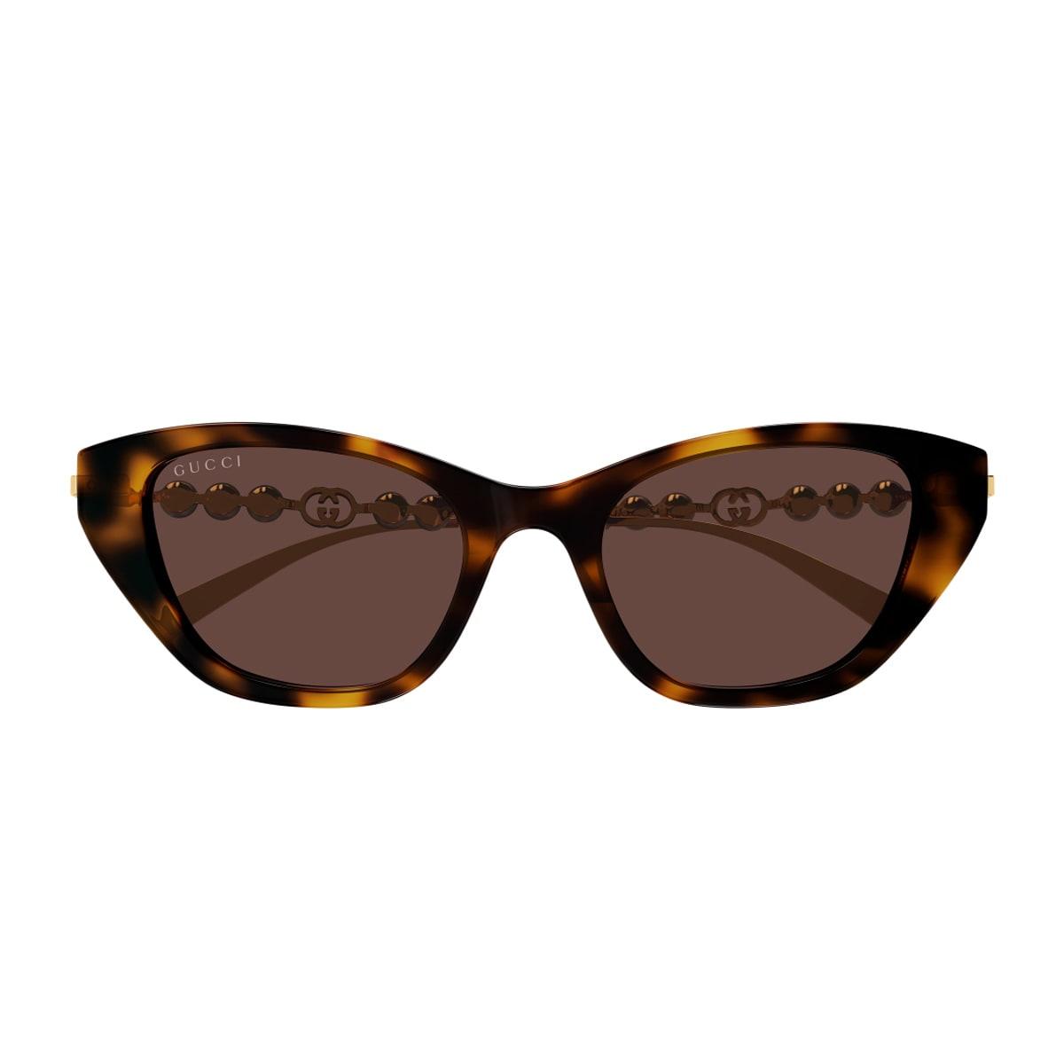 gucci eyewear gucci gg1968s linea emblem 003 havana gold brown sunglasses