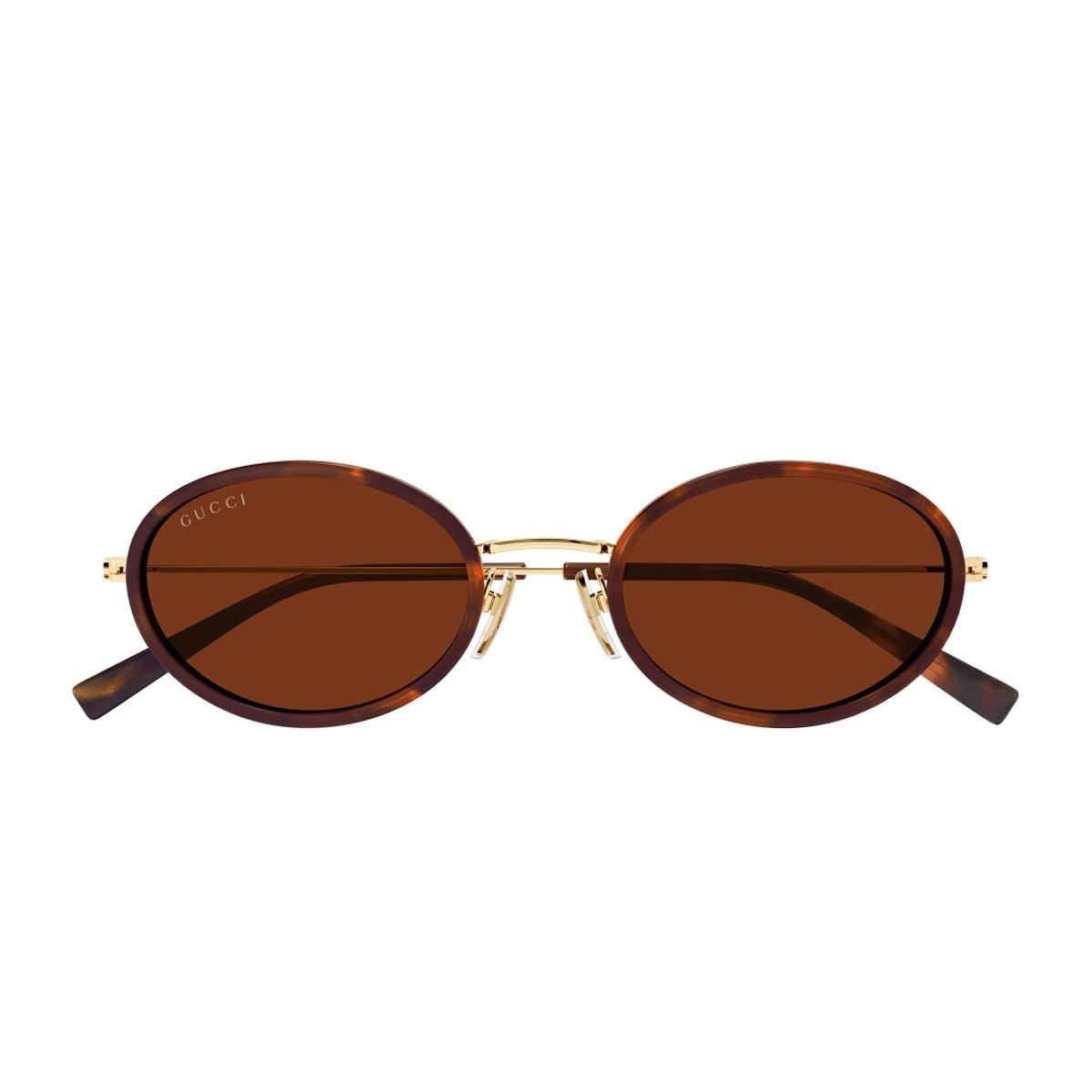gucci eyewear gucci gg1980s linea emblem 002 havana gold brown sunglasses