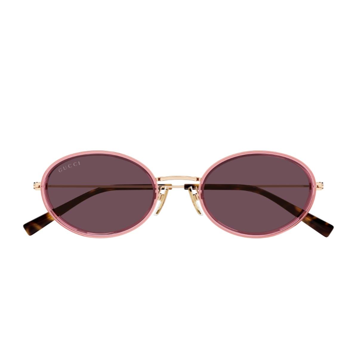 gucci eyewear gucci gg1980s linea emblem 003 pink gold violet sunglasses
