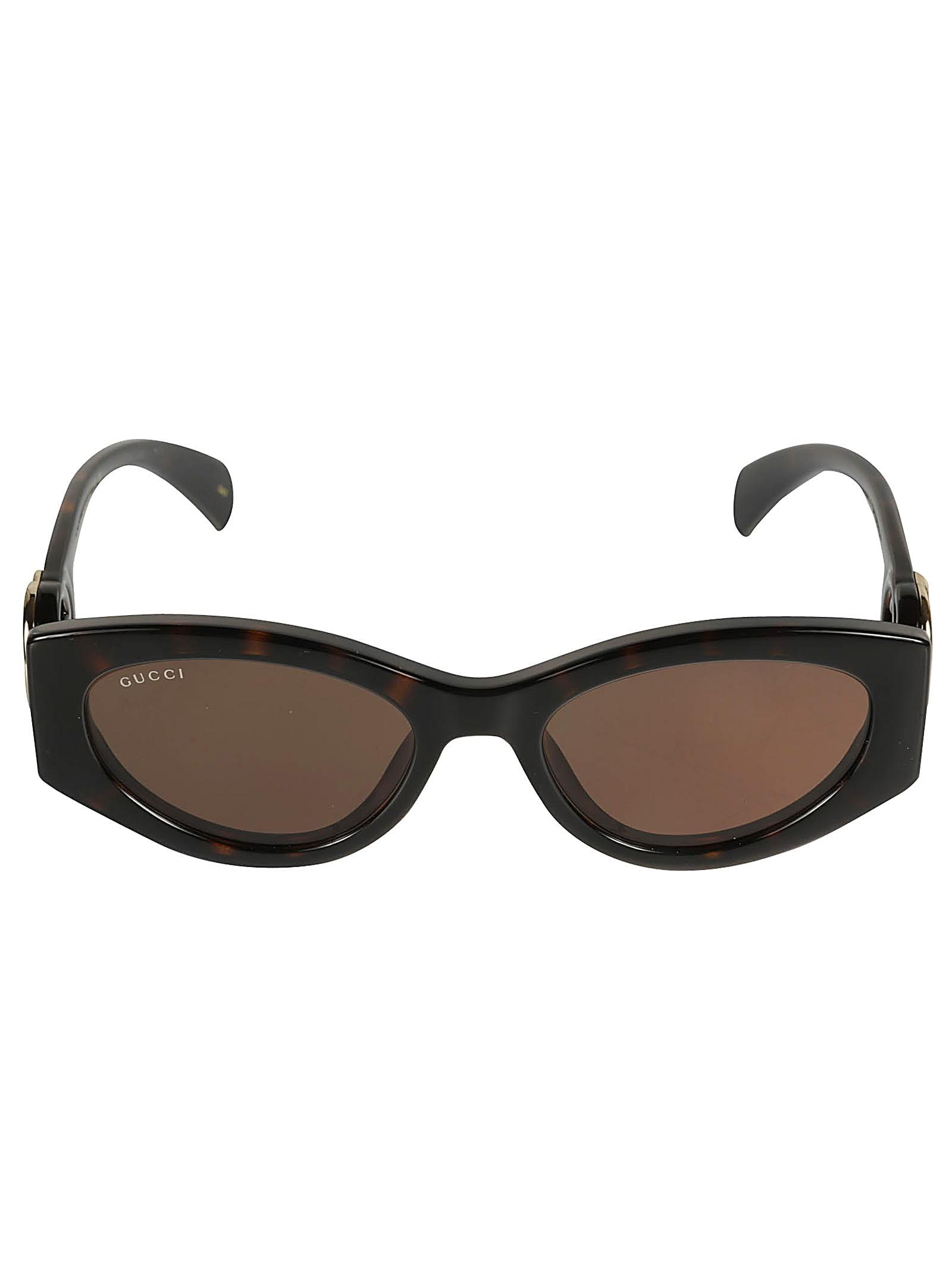 gucci eyewear logo lens oval sunglasses