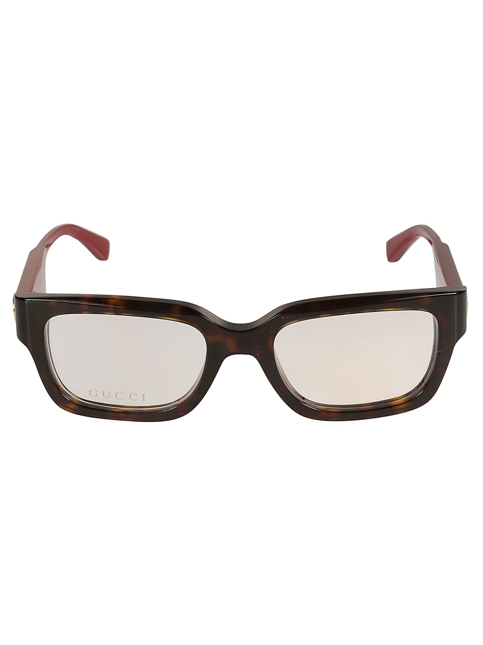 gucci eyewear rectangle logo lens frame