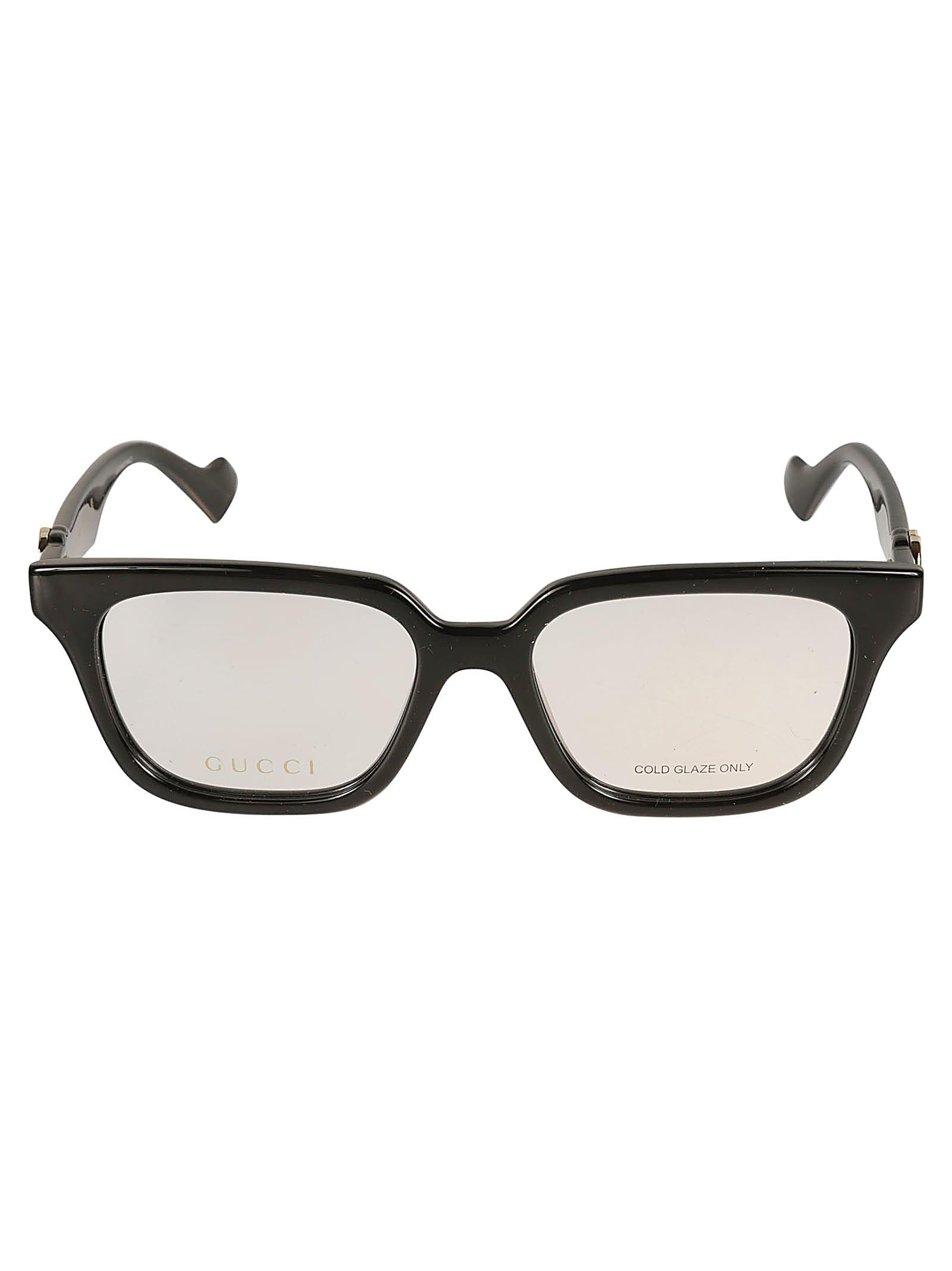gucci eyewear square logo lens frame