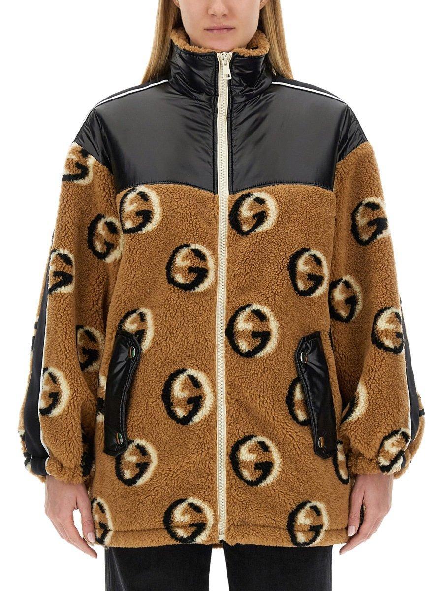 gucci fleece jacquard zipper jacket