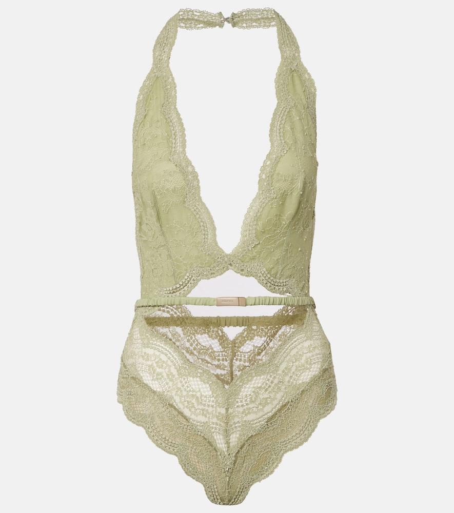 gucci floral lace and tulle bodysuit