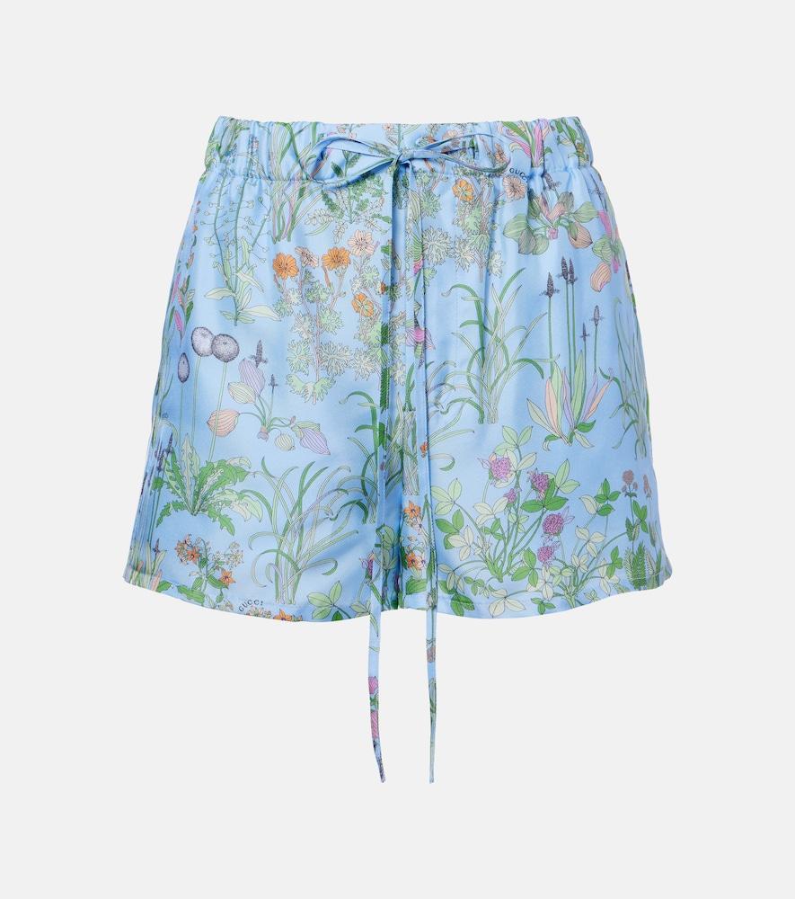 gucci floral silk satin shorts