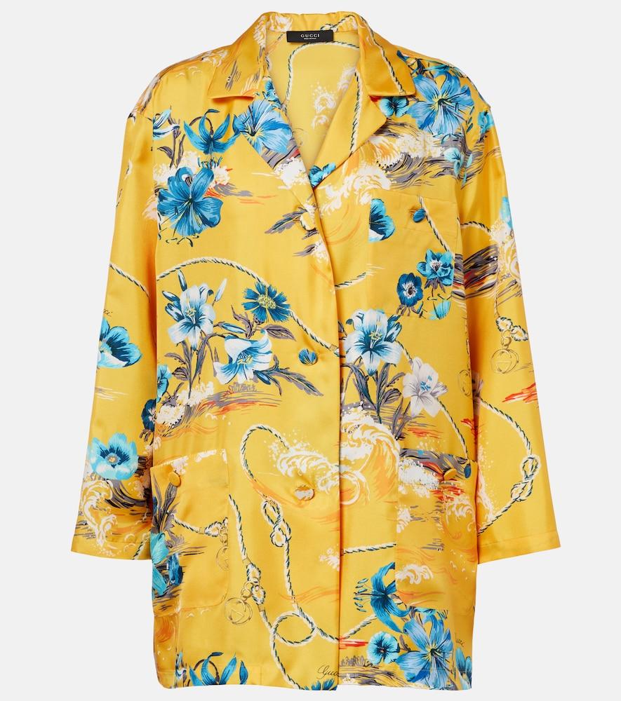 gucci floral silk twill shirt