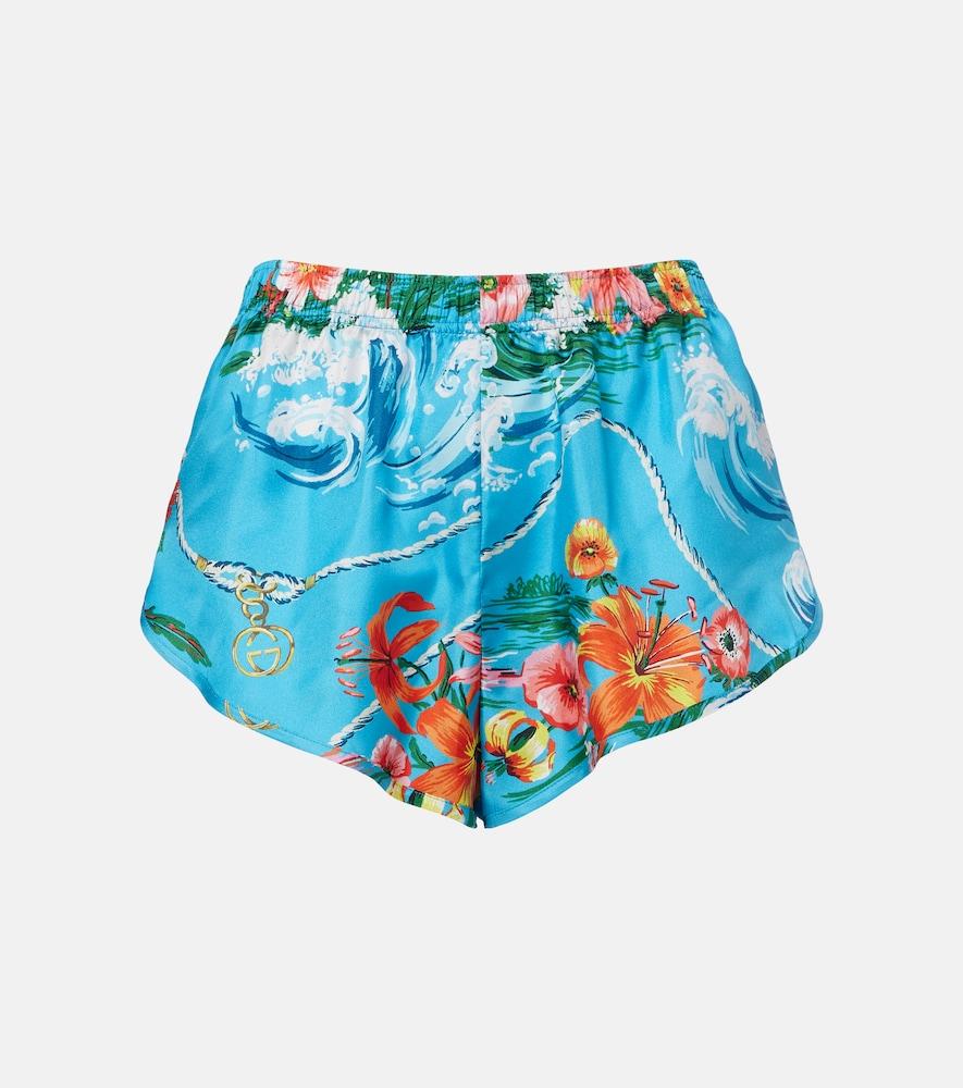 gucci floral silk twill shorts