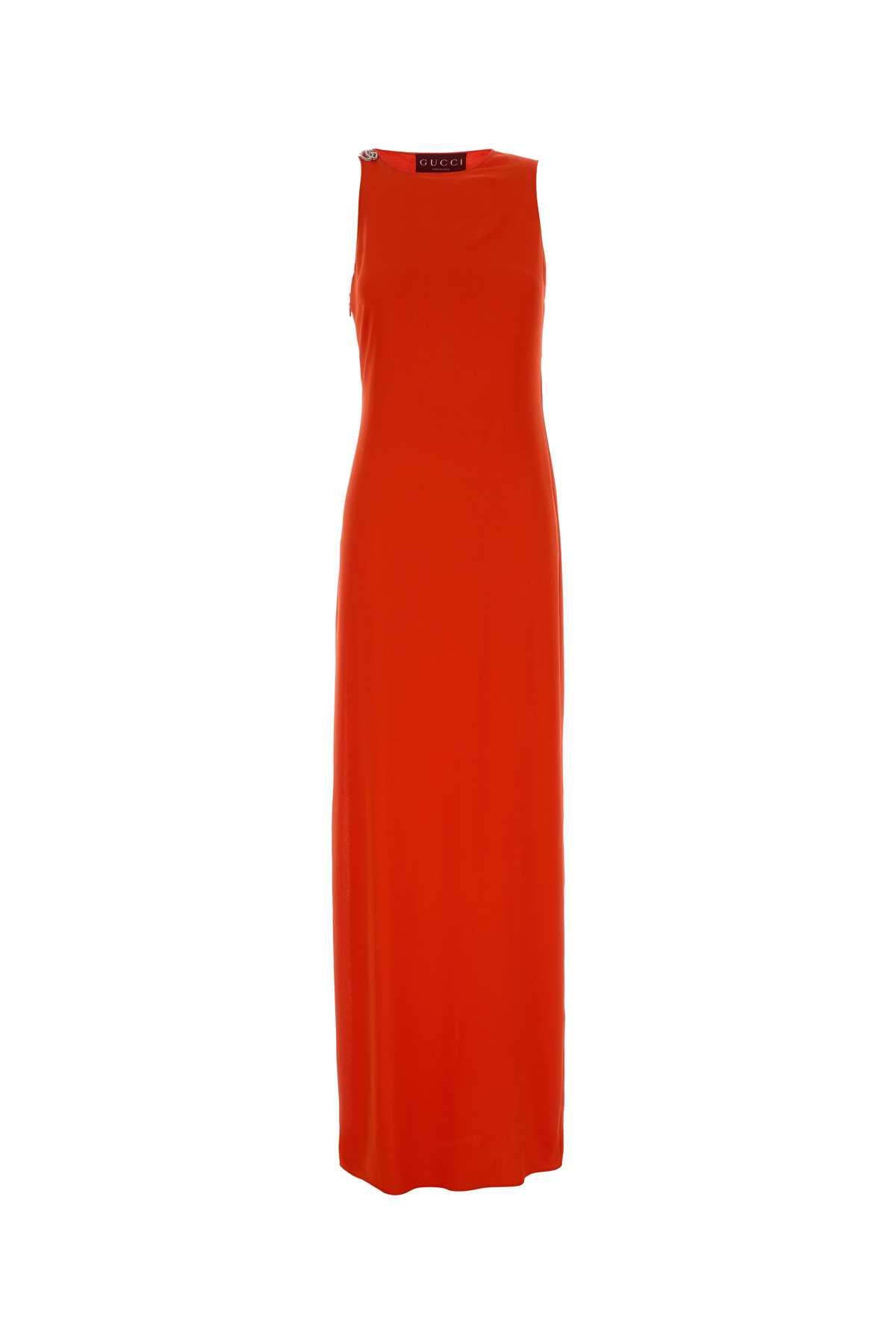 gucci fluo orange crepe dress