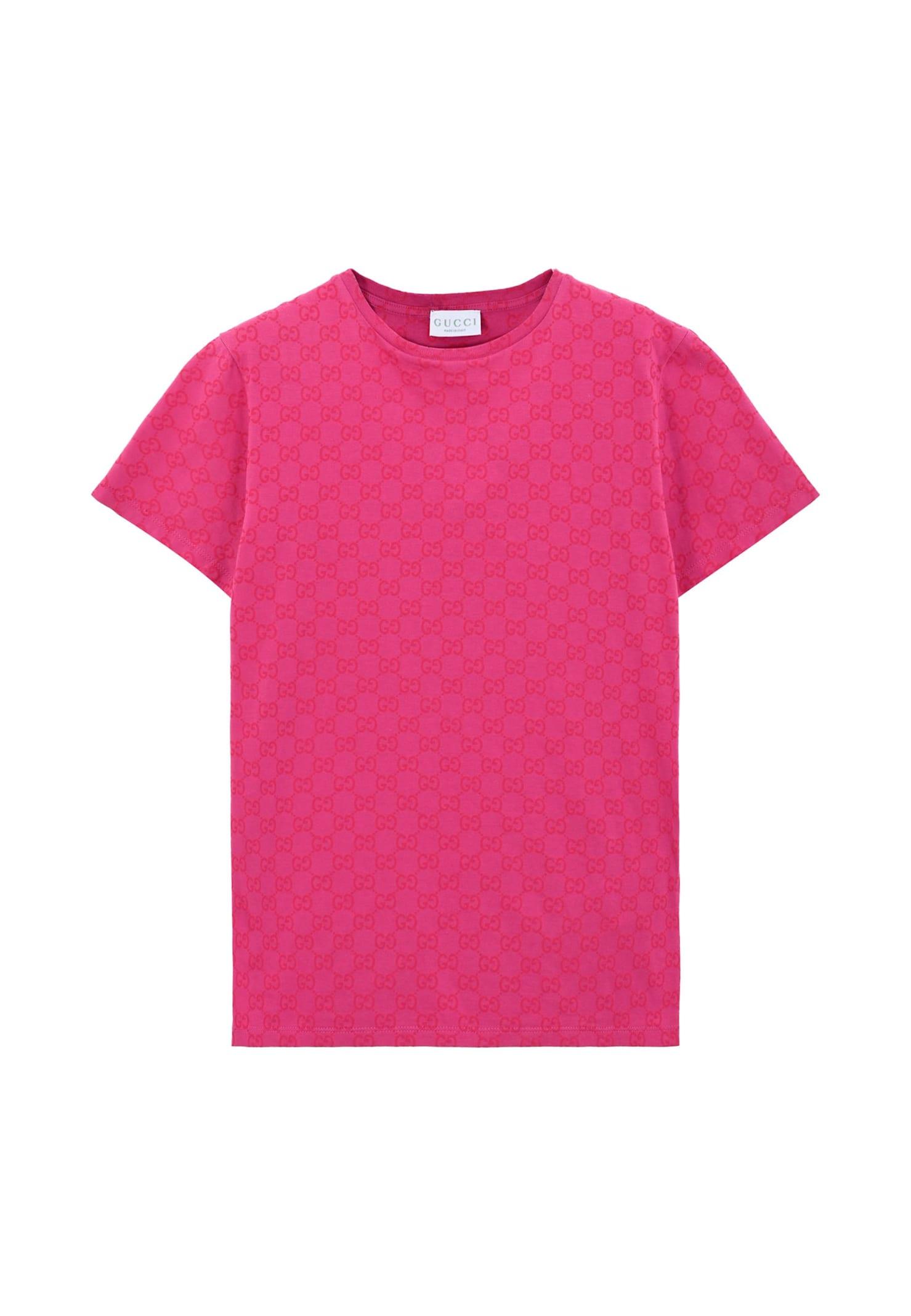 gucci fuchsia t-shirt for girl with gg motif