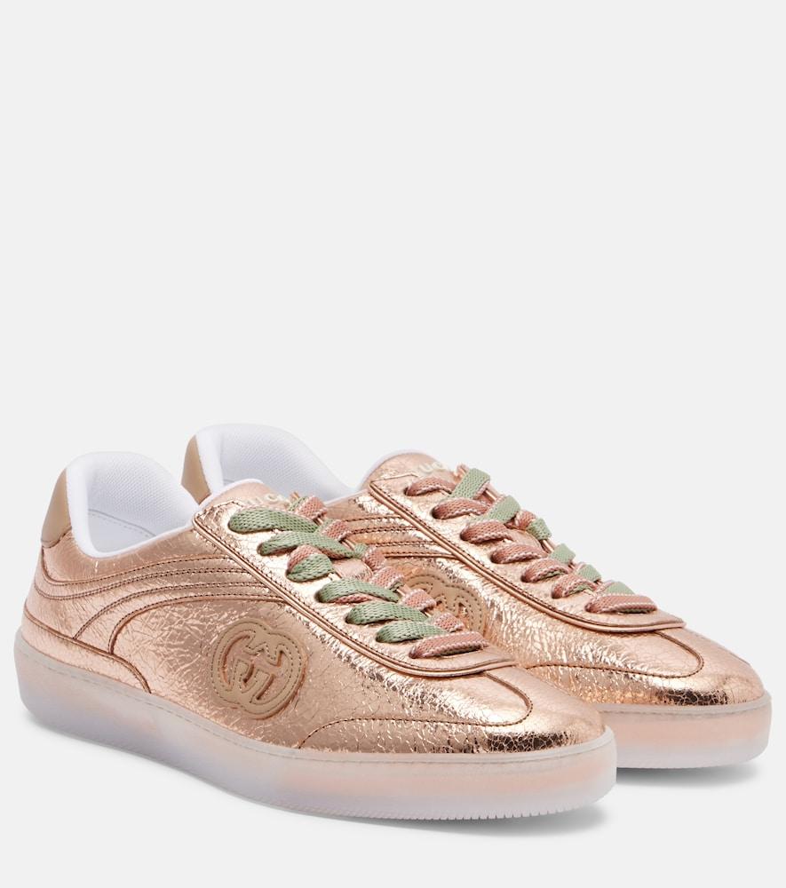 gucci g75 metallic leather sneakers