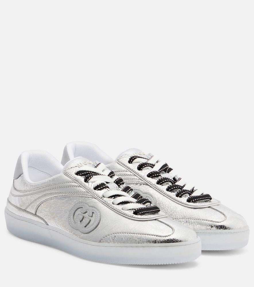 gucci g75 metallic leather sneakers