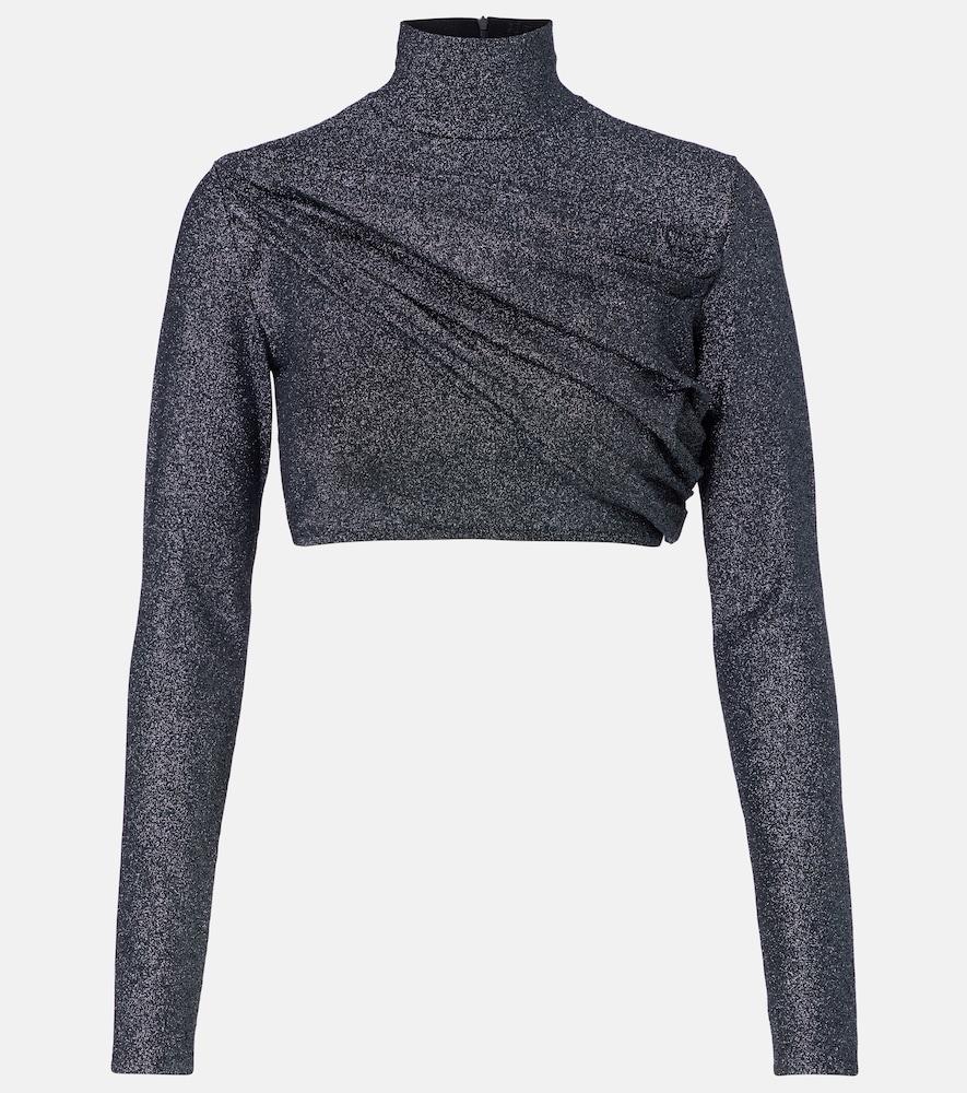 gucci gathered lamé crop top