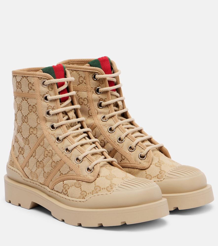 gucci gg canvas combat boots