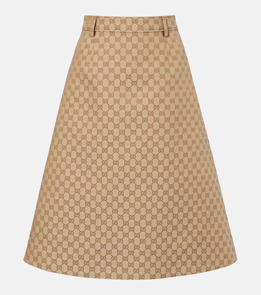 gucci gg canvas midi skirt