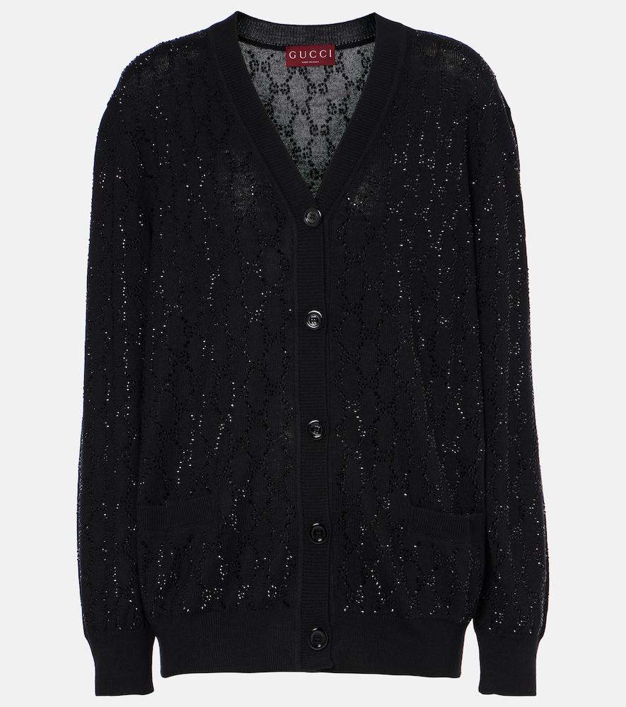 gucci gg crystal wool cardigan