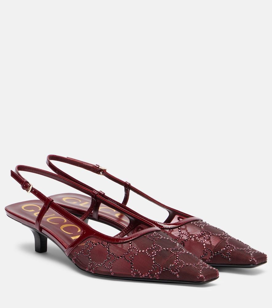 gucci gg demi mesh slingback pumps