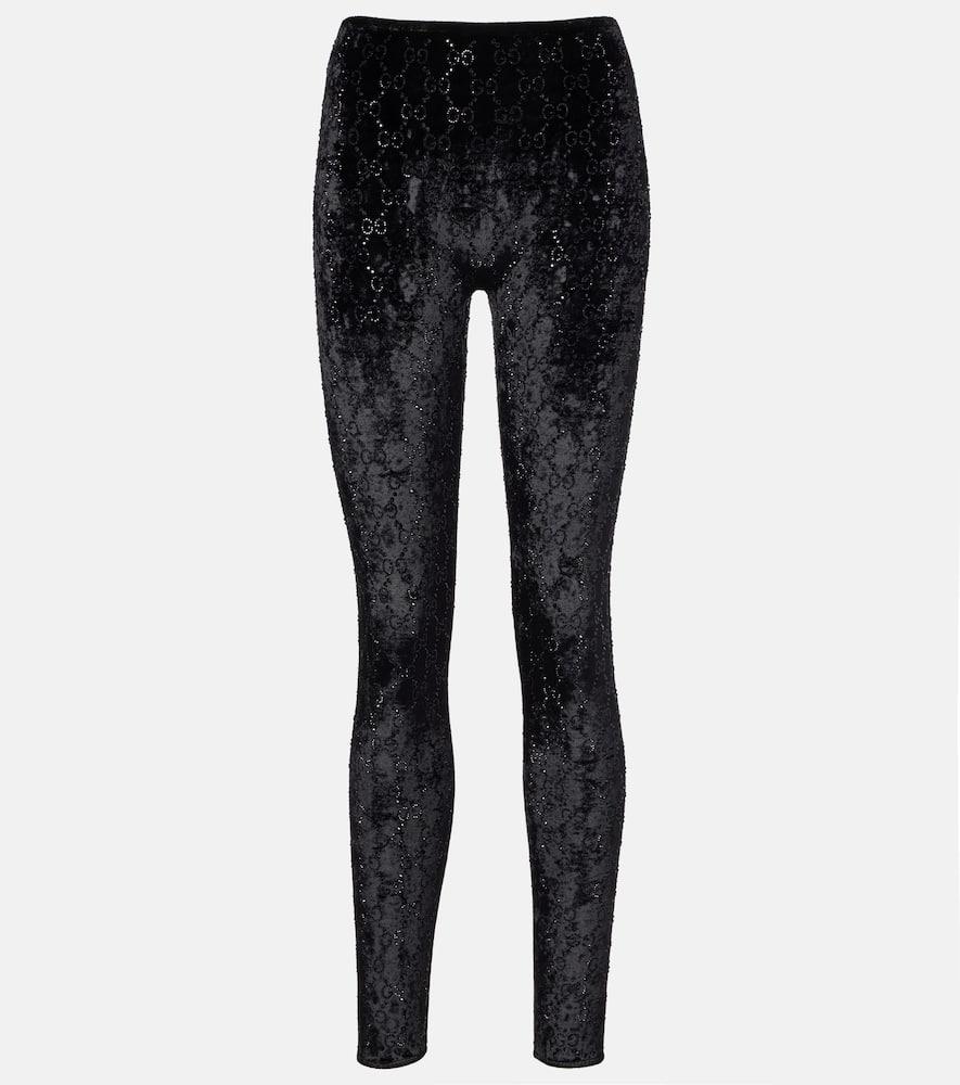 gucci gg embellished chenille leggings