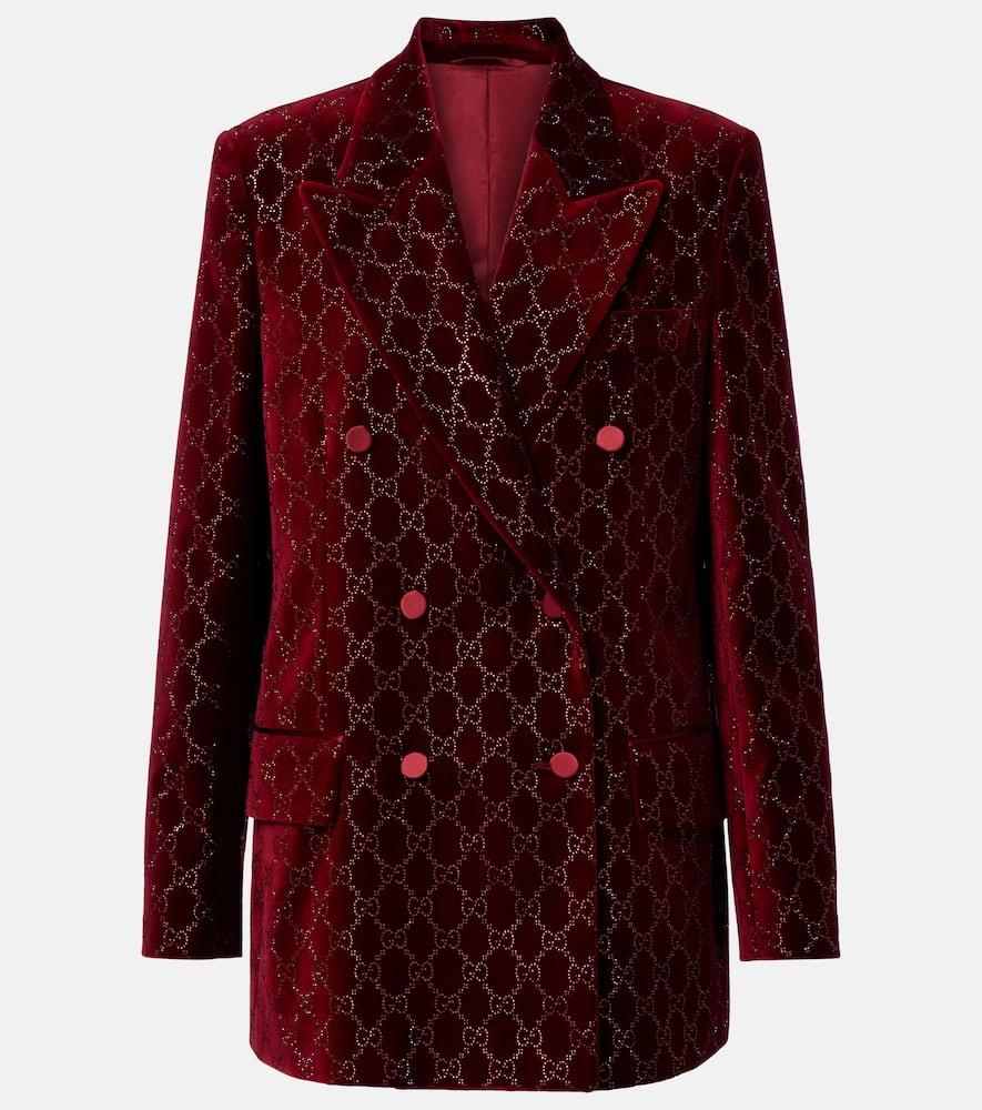 gucci gg embellished cotton velvet blazer