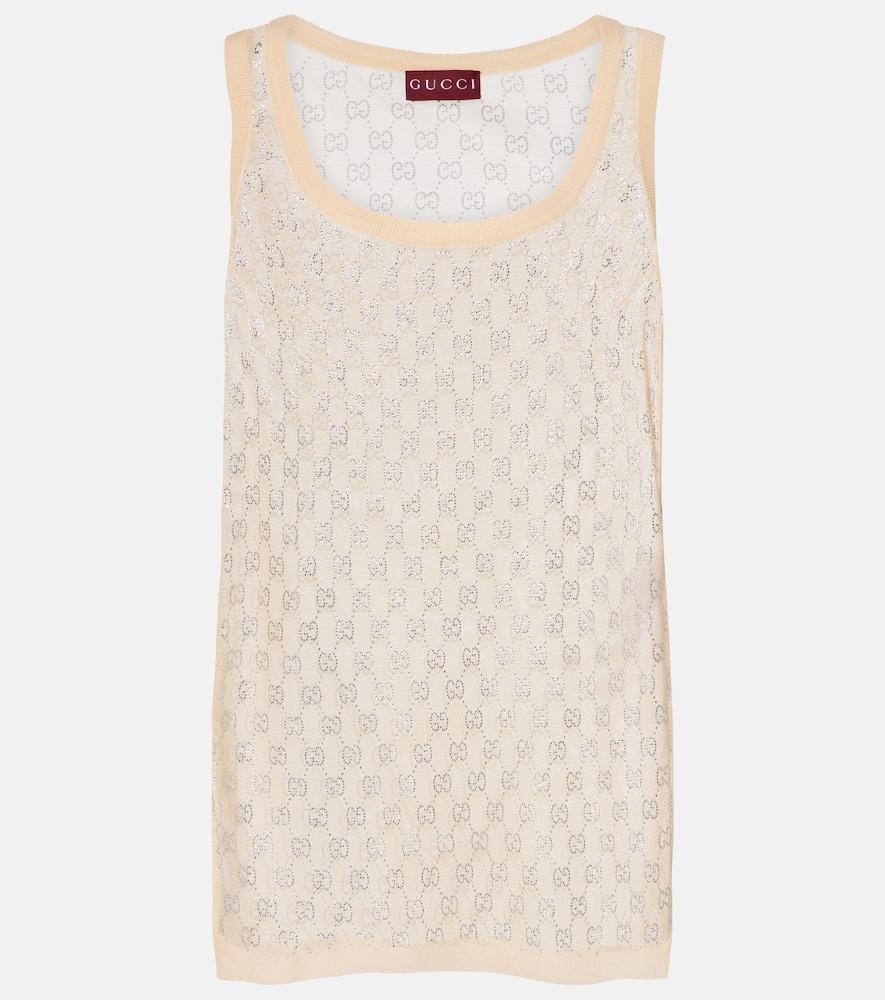 gucci gg embellished silk top