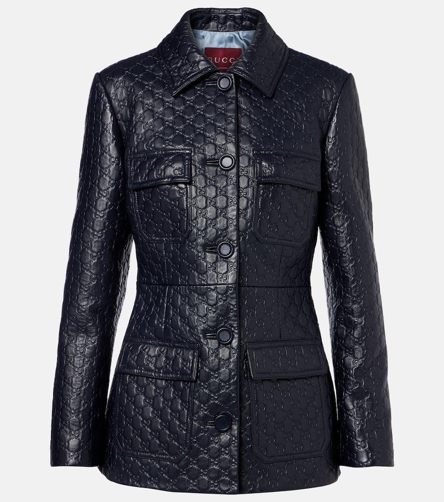 gucci gg embossed leather jacket