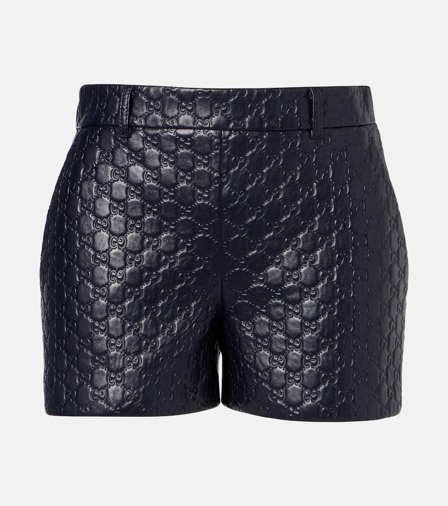gucci gg embossed leather shorts