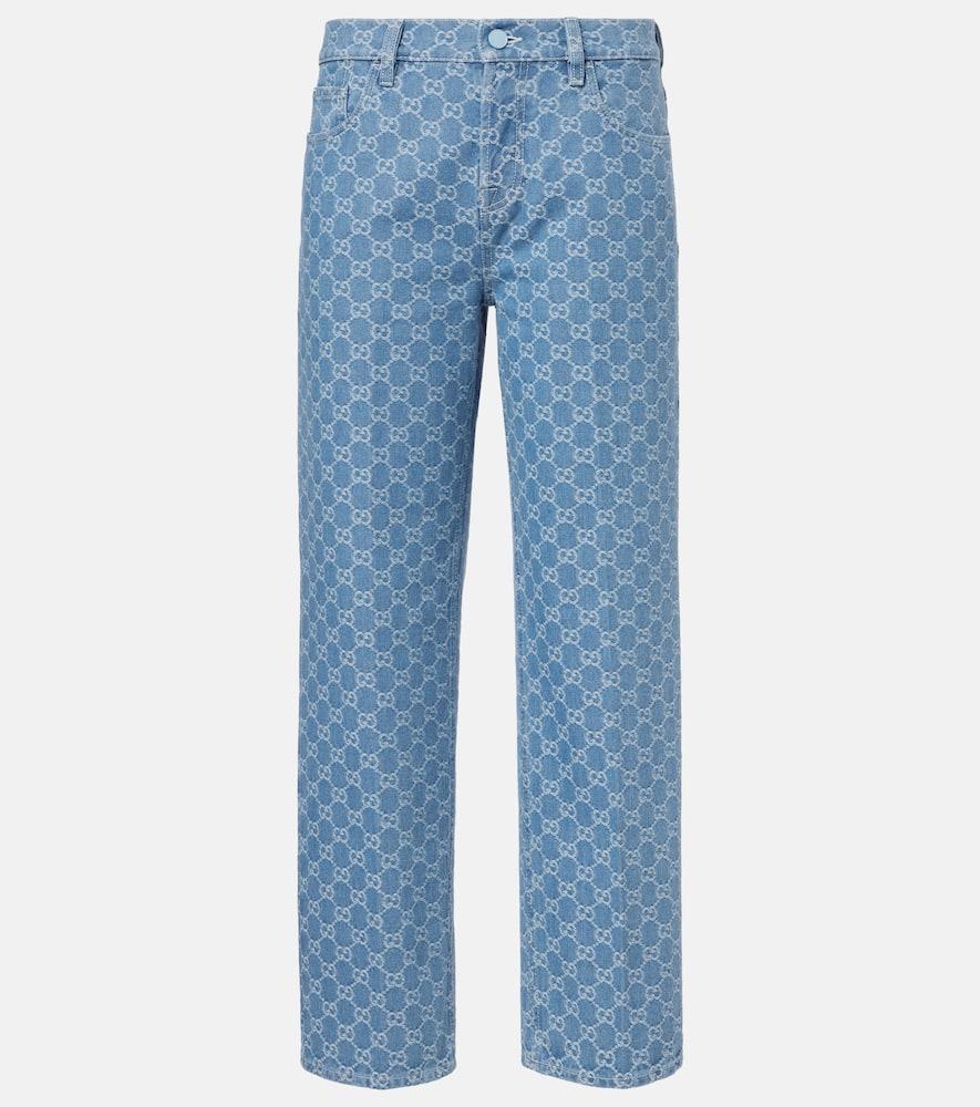 gucci gg jacquard straight jeans