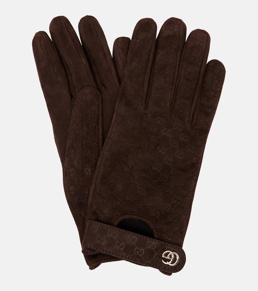gucci gg jacquard suede gloves