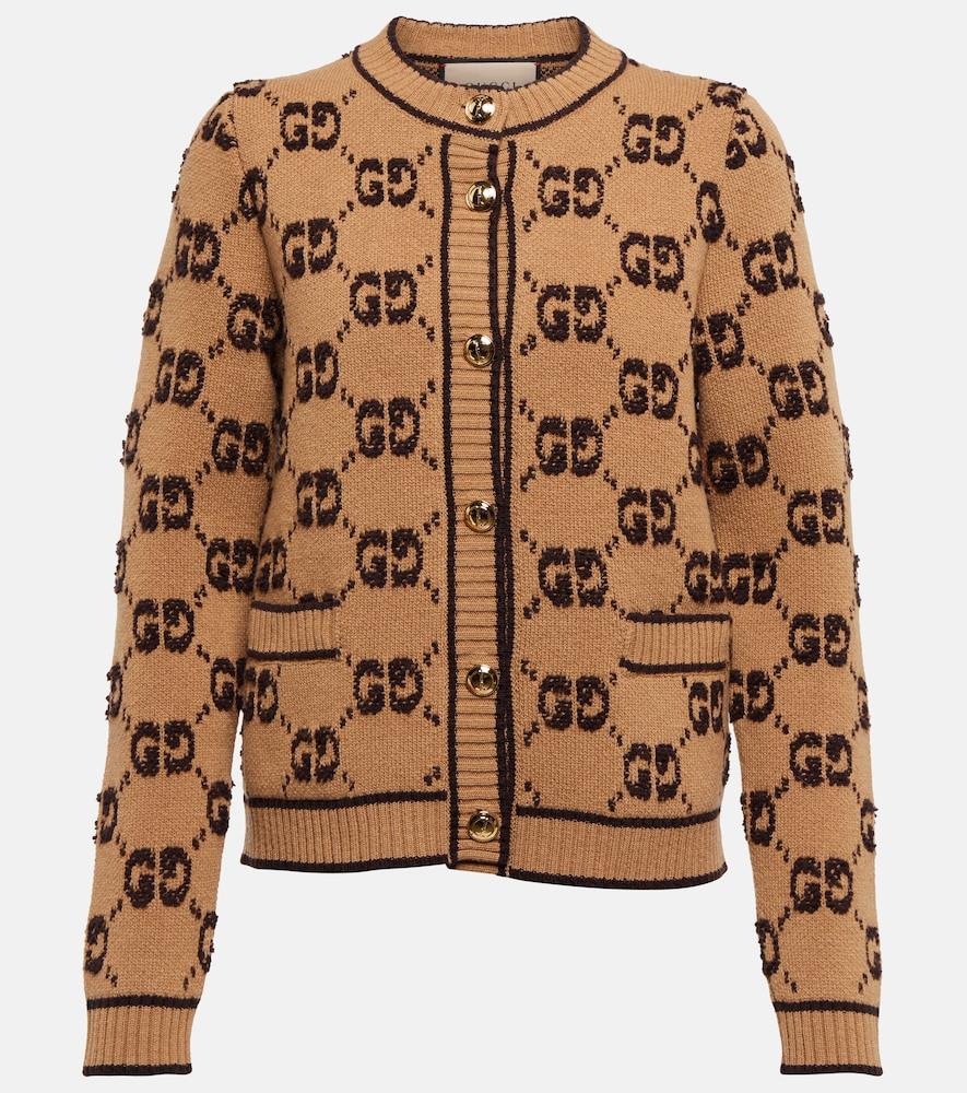 gucci gg jacquard wool bouclé cardigan
