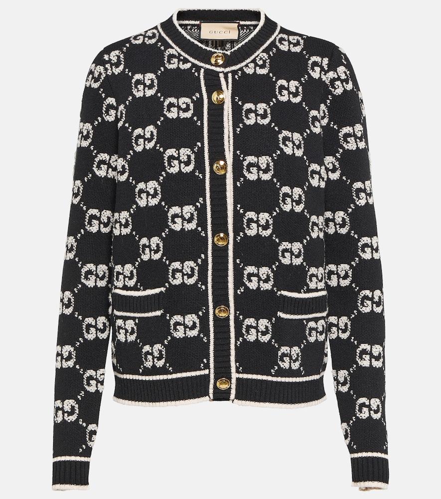 gucci gg jacquard wool bouclé cardigan