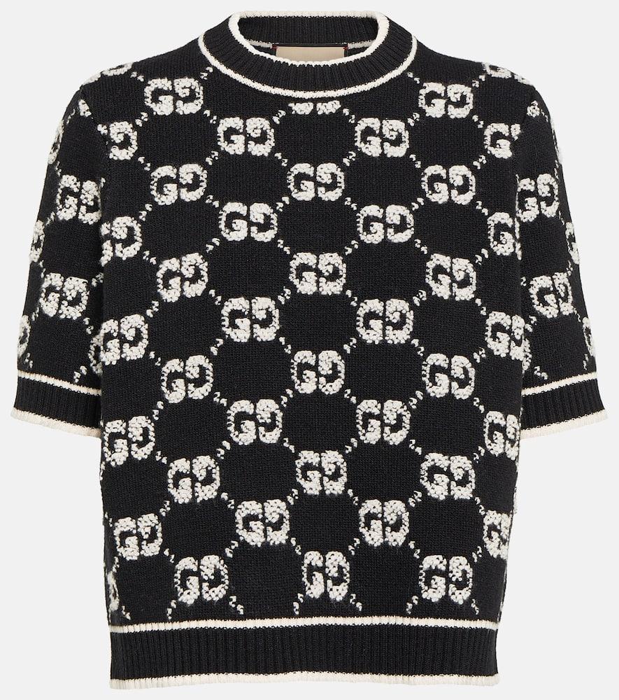 gucci gg jacquard wool bouclé top