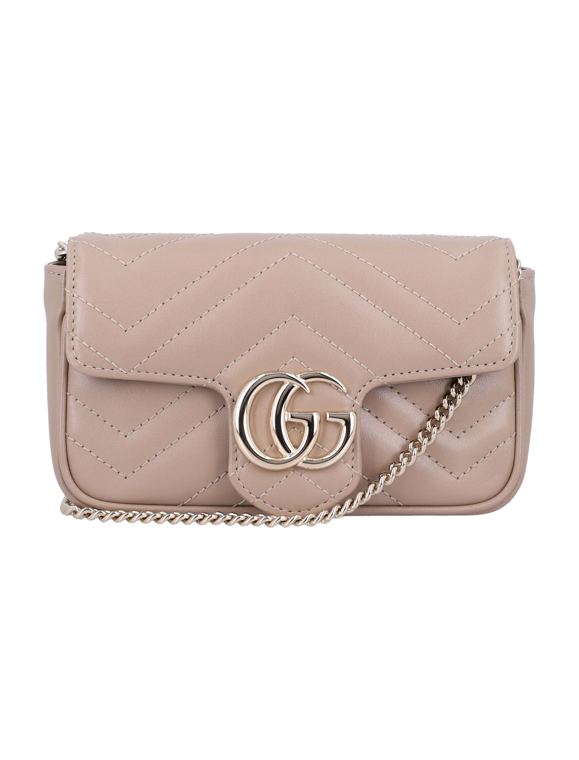 gucci gg marmont mini bag taupe calf skin shoulder - women