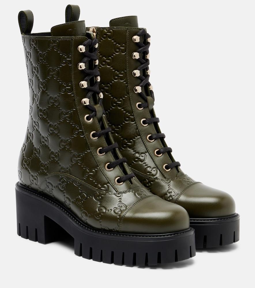 gucci gg new marmont leather combat boots