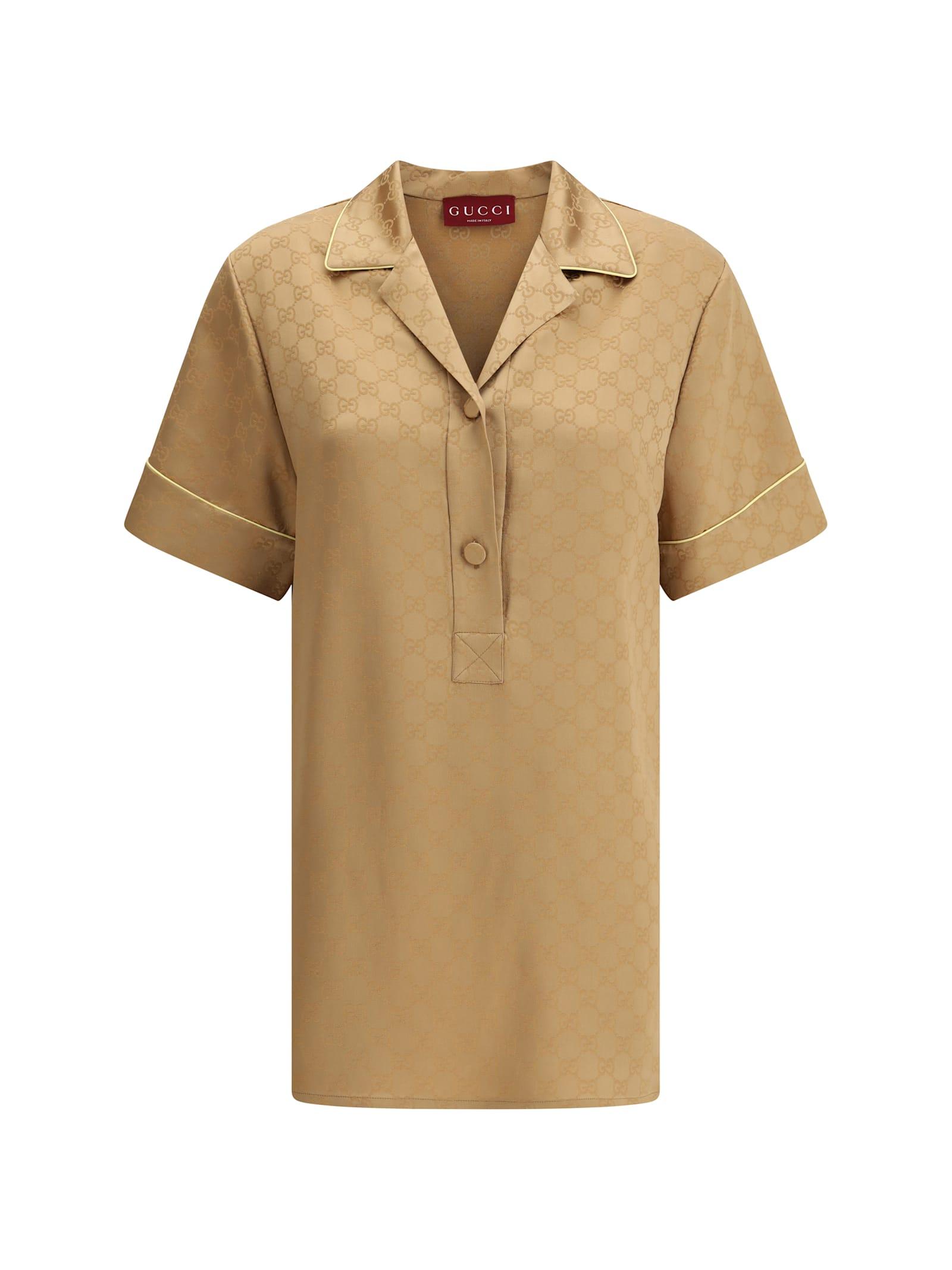 gucci gg pattern silk shirt