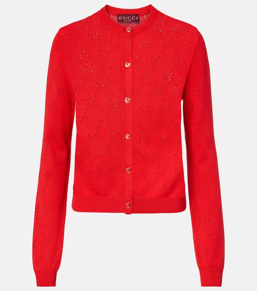 gucci gg pointelle silk and cotton cardigan